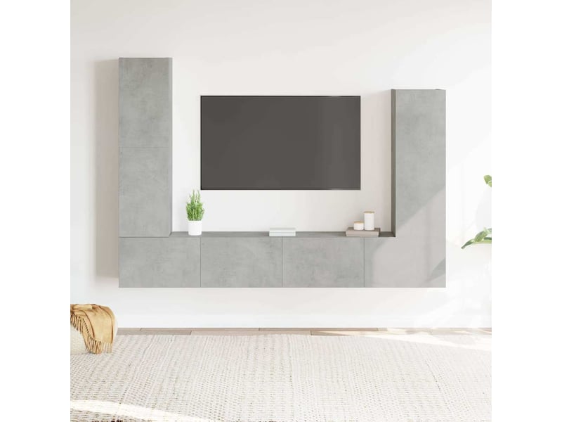  Ensemble de meubles tv 4 pcs gris béton bois d'ingénierie shl62947  - Conforama B