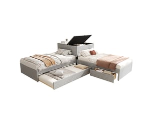 Lit gigogne 90x200 cm VIVRYN   coloris gris