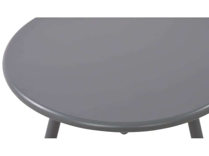 Table basse ronde intérieur extérieur plateau polypropylène gris foncé pieds métal ø 50 cm 10_0009176  - Conforama C