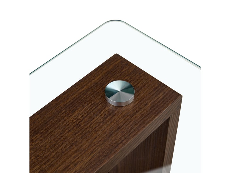  Table basse avec plateau en verre trempé et 1 tablette de rangement, en mdf et verre, noyer, 65 × 41 × 45,5 cm  - Conforama E