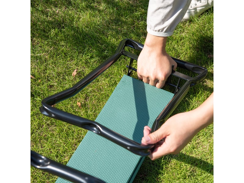  Banc agenouilloir de jardin pliable,58x28x49 cm,avec mousse eva,acier,noir  - Conforama E
