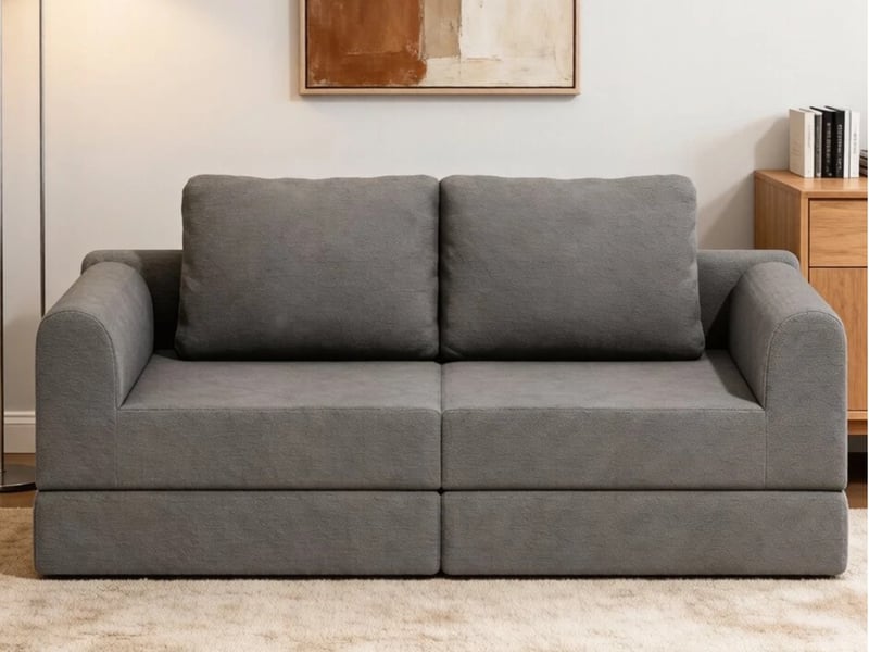  Canapé droit convertible ,2 places, avec mousse à mémoire de forme et soutien dorsal,160 x 80 x78 cm,gris  - Conforama B