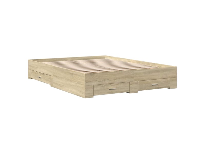  Lit double- lit adulte -  cadre de lit avec tiroirs sans matelas chêne sonoma 150x200 cm  - Conforama B