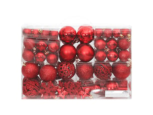 Ensemble de boules de noël 111 pièces rouge polystyrène