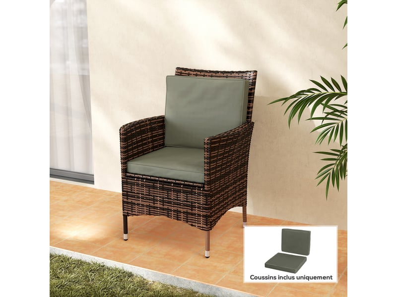  Coussins pour chaise fauteuil de jardin coussins d'assise de dossier déhoussables polyester 56x5256x46cm gris foncé  - Conforama D