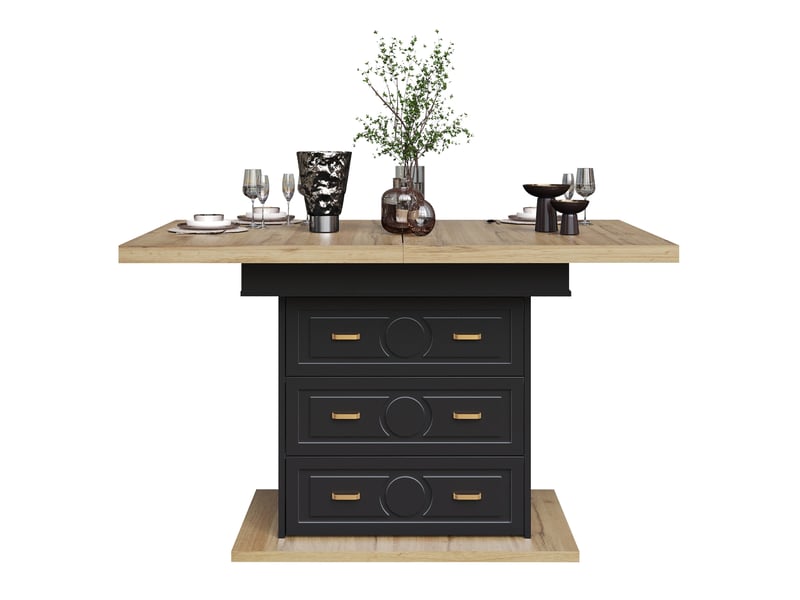  Table à manger extensible 110-140 x 80 cm, 6 personnes, mdf et métal, rangement  - Conforama A