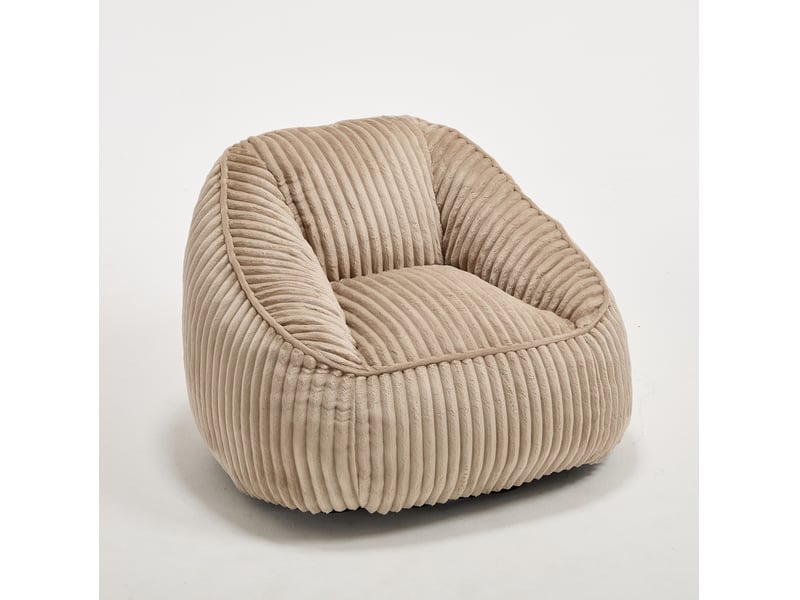  Fauteuil poire en velours côtelé, mousse à mémoire de forme, camel et marron  - Conforama A