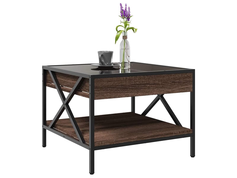 Table basse - table de salon - table à thé avec led infinity chêne marron 50x50x38 cm - Conforama E