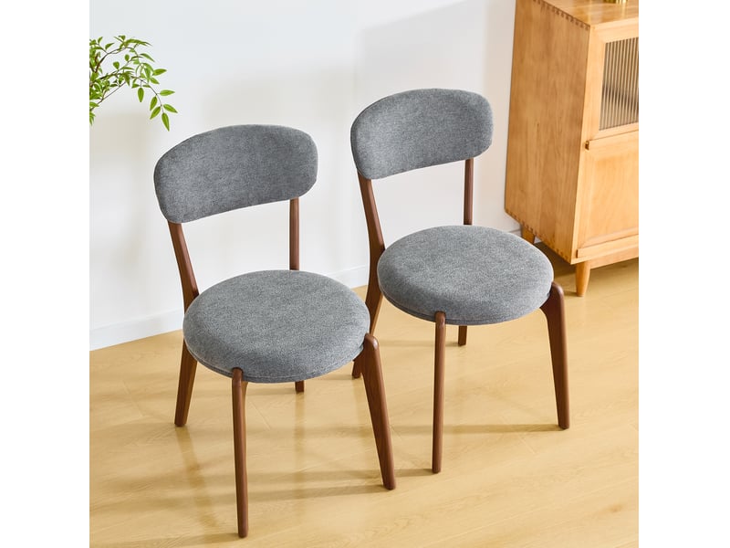  Chaise de salle à manger en tissu et métal gris idéale pour la salle à manger  - Conforama D