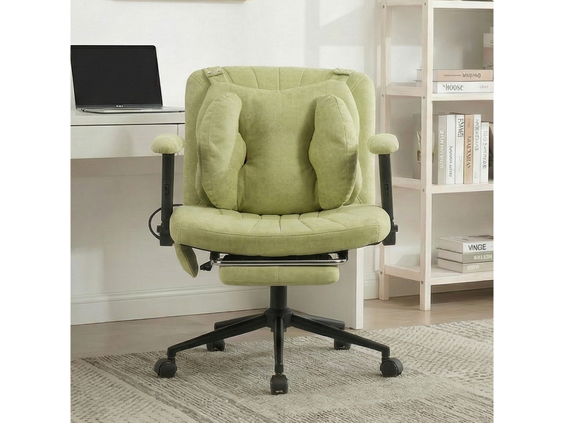 Chaise de bureau pivotante avec hauteur réglable - lpospi - soutien lombaire gonflable, tissu - vert - Conforama C