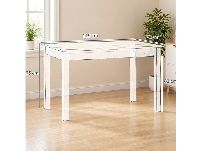  Table de salle à manger pour 4 à 6 personnes avec plateau rectangulaire et structure stable, 119 × 70 × 75 cm  - Conforama D