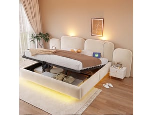 Lit coffre 180x200 cm COVREO coloris beige