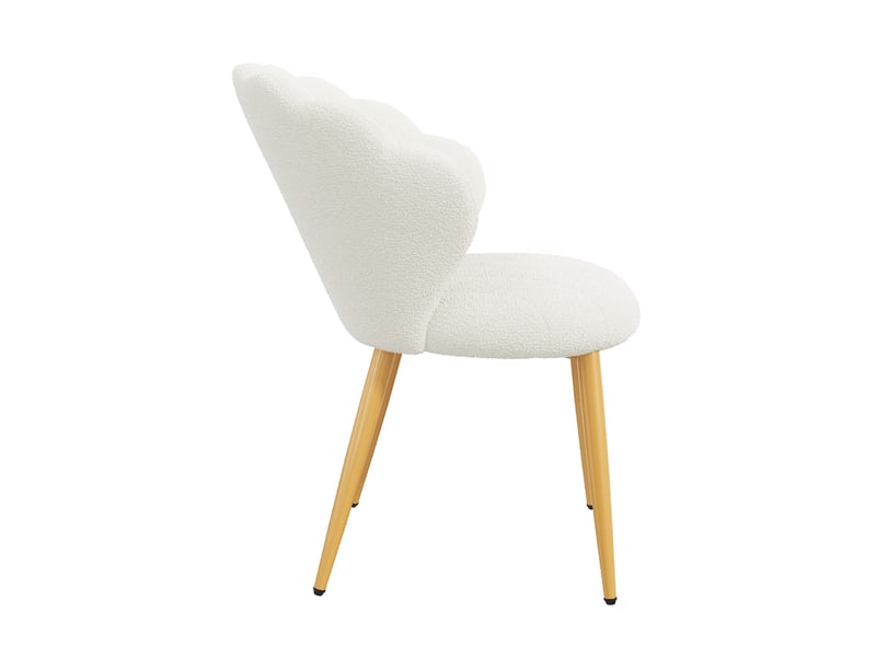  Lot de 6 fauteuils - 60x62.5x83 cm - tissu bouclé - assise rembourrée - dossier coquillage - pieds en métal - moderne - blanc CozyNest - Conforama C
