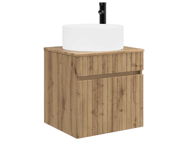  Meuble de lavabo mural, rangement salle de bain chêne artisanal 49x44.5x65.5 cm  - Conforama A