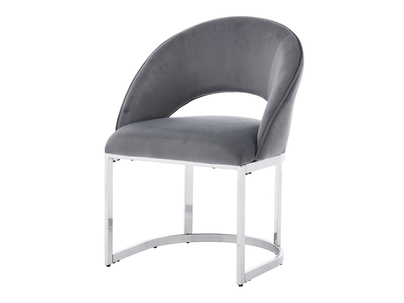  Lot de 6 chaises de salle à manger,59x56x80 cm,velours,gris et argenté  - Conforama D