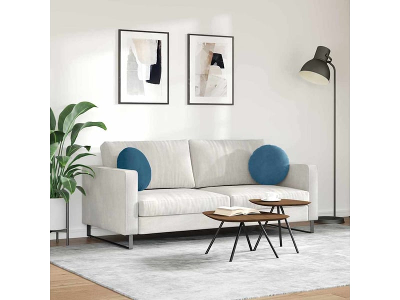  Lot de 2 coussins de siège, coussins décoratifs bleu ø 40 x 13 cm velours cf59924  - Conforama D