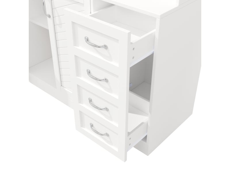 Buffet de rangement 120x40x188 cm : armoire cuisine 4 portes, 2 tiroirs, led multicolore, étagère snack & porte-boissons - Conforama E