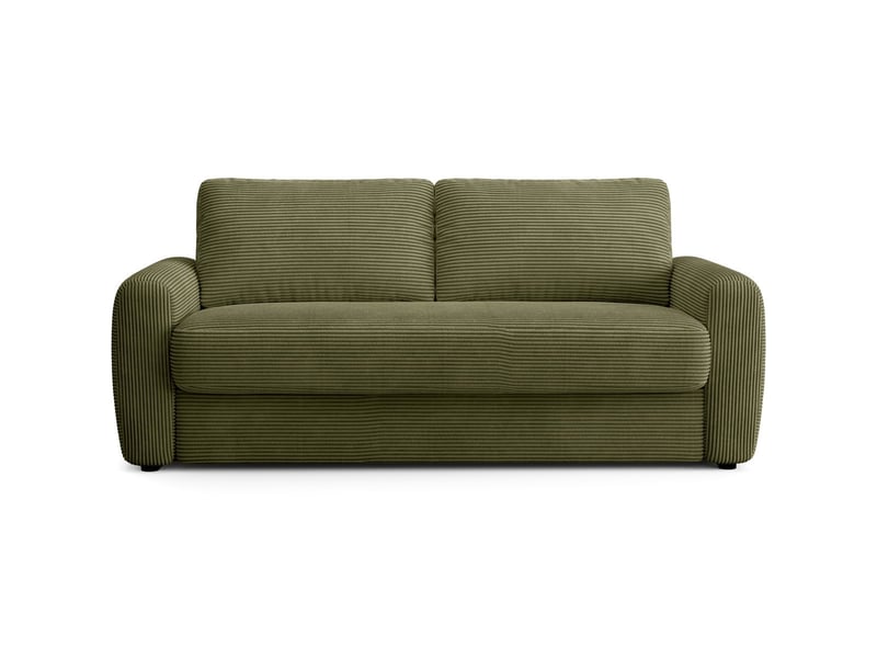  Canapé droit convertible 3 places en velours côtelé vert kaki - ouverture express - salvia Salvia - Conforama A