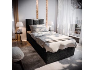 Lit avec rangement 90x200 cm <strong>MASSENO</strong>  <strong></strong> coloris noir
