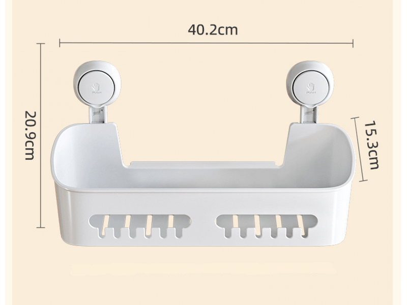  Support de douche à ventouse, sans perçage, pour salle de bain et cuisine, panier de rangement – 40 cm, blanc  - Conforama B