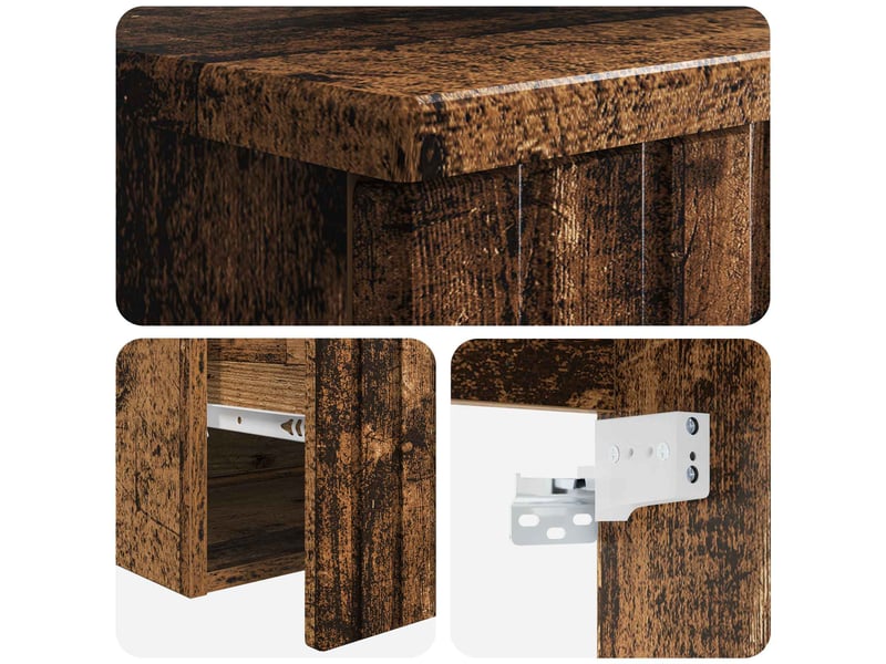  Meuble-sèche avec évier mural bois ancien 39x41x62.5 cm  - Conforama E