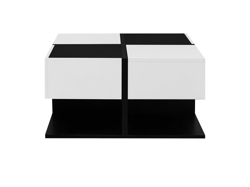  Table basse carrée avec 2 tiroirs et rangement dissimulé, rails coulissants pour salon, noir et blanc 70 × 70 × 35 cm - uvrion  - Conforama A
