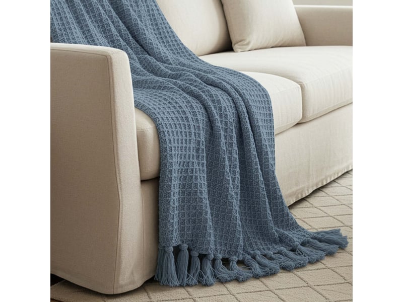  Plaid en coton 140x200 cm nael bleu, par soleil d'ocre  - Conforama B