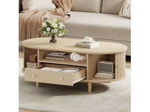 Table basse ovale coloris bois clair CHICFURN - 50 cmx100 cm