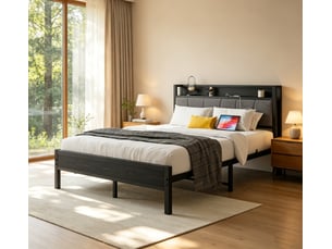 Lit simple 90x200 cm <strong>DESVIAE</strong> <strong></strong> coloris noir