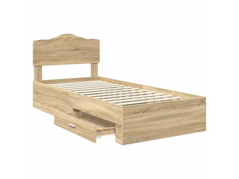  Lit simple- lit adulte -  cadre de lit chêne sonoma 70 x 190 cm bois d'ingénierie  - Conforama D