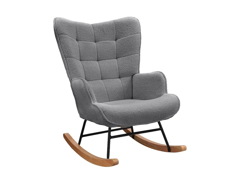 Fauteuil à bascule, fauteuil à bascule avec dossier, fauteuil inclinable avec accoudoirs, fauteuil à bascule, fauteuil rembourré pour salon, chambre, balcon, teddy (gris foncé)  - Conforama C