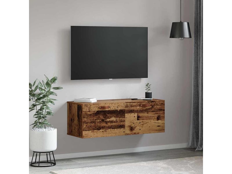  Armoire murale salon 100x36,5x35cm bois d'ingénierie bois ancien shl1798  - Conforama D