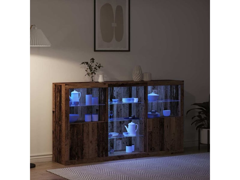  Buffet - bahut - meuble de rangement led bois ancien 181,5 x 37 x 100 cm bois d'ingénierie  - Conforama E