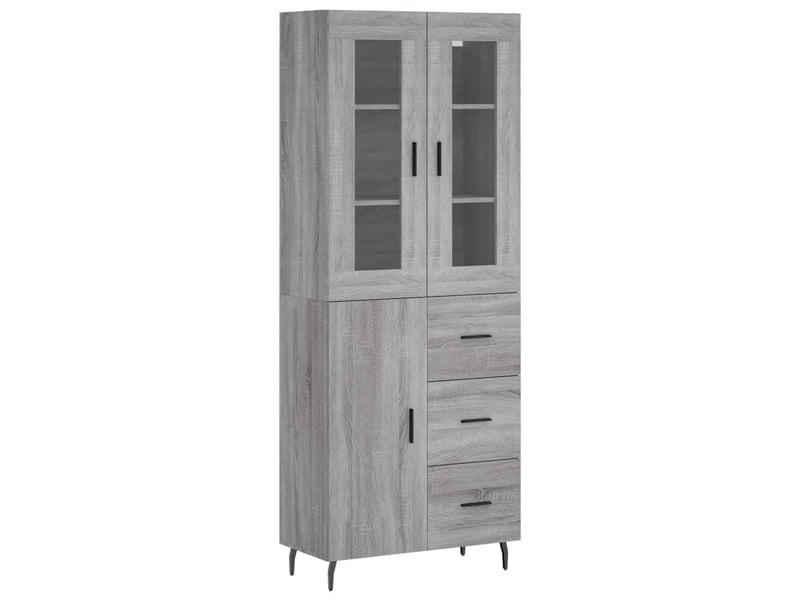  Buffet haut - bahut - meuble de rangement sonoma gris 69,5x34x180 cm bois d'ingénierie  - Conforama A