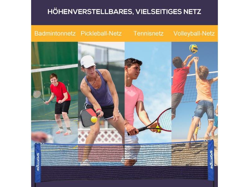 Filet de badminton réglable en hauteur (107-155cm), filet de tennis portable avec sac pour extérieur - Conforama D