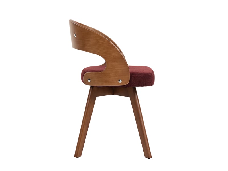 Chaises de salle à manger bois lot de 2 rouge vin avec assise pivotante et dossier courbé en lin - Conforama D