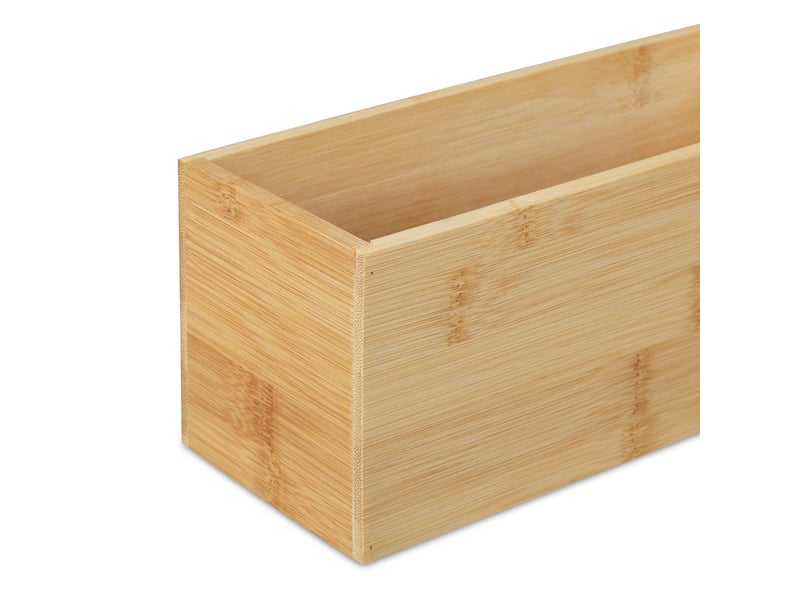  Lot de 2 boîtes de rangement ouvertes polyvalentes pour salle de bain bureau 28 x 20 x 12 cm en bambou naturel 13_0016275  - Conforama B