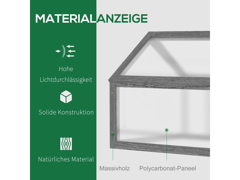 Mini serre de jardin - dimensions - gris - cadre en bois robuste - plaques en plastique translucides 90x52x49.5cm - Conforama D