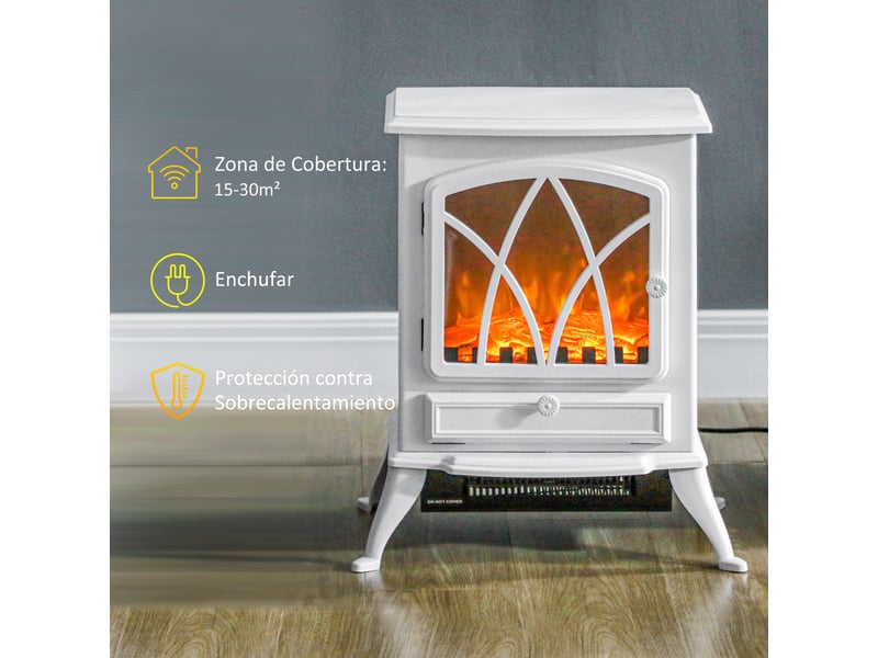  Cheminée électrique avec effet de flamme, 10002000 w, pour 15 à 30 m², blanche  - Conforama R