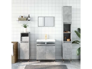 Amoire de salle de bain gris béton 58x33x60cm bois d'ingénierie shl9468