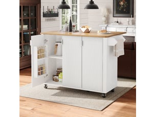 Desserte de cuisine 130x45x92 cm extensible mdf blanche
