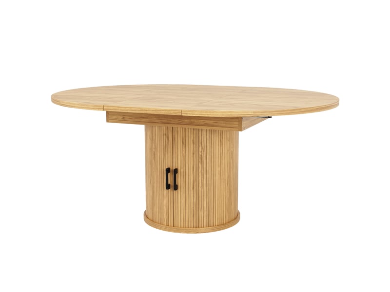 Table à manger extensible ronde, diamètre 118 à 158 cm, pour 6 personnes, effet noyer  - Conforama W
