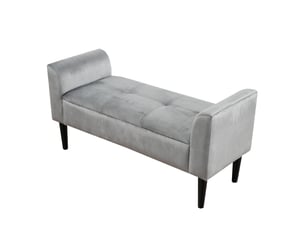 Banc de lit 116x44x56 cm, accoudoirs, motif matelassé, convient à plusieurs styles, mdf, meuble chambre, velours, gris