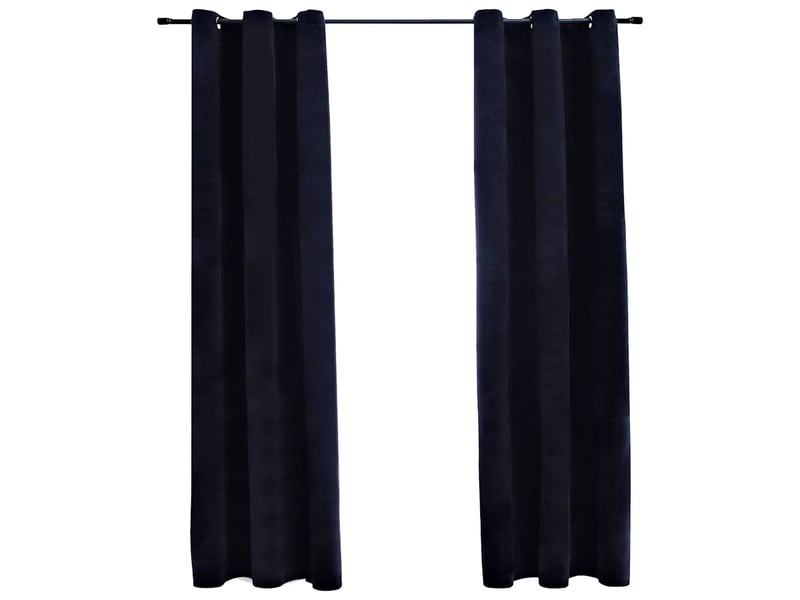  Lot de 2 rideaux occultants, rideaux black-out et anneaux noir 94x160 cm velours cf44909  - Conforama B