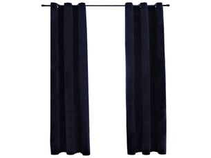 Lot de 2 rideaux occultants, rideaux black-out et anneaux noir 94x160 cm velours cf44909