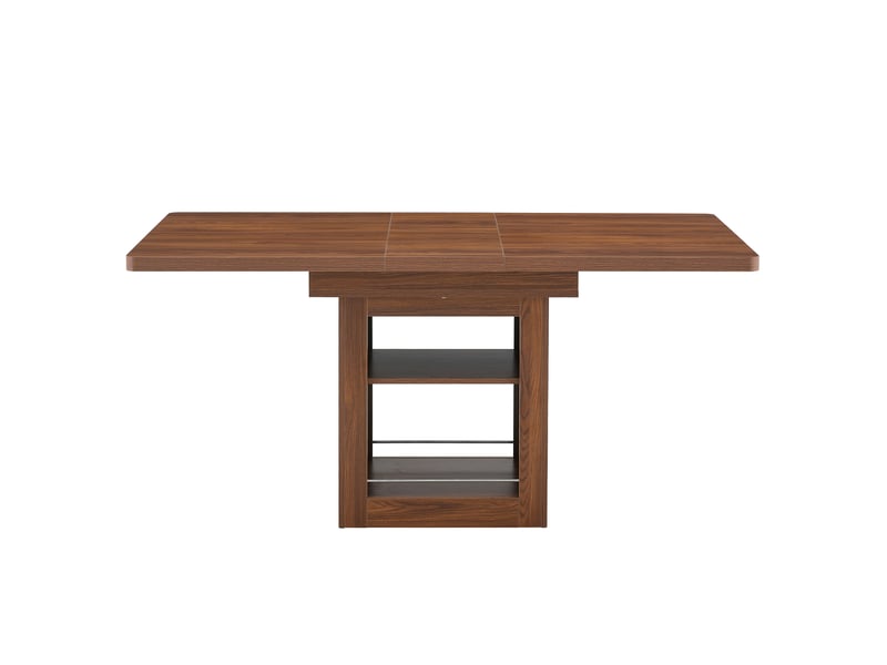 Table à manger, extensible, en noyer, avec compartiment intégré, couleur noix - Conforama A