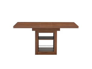 Table à manger, extensible, en noyer, avec compartiment intégré, couleur noix