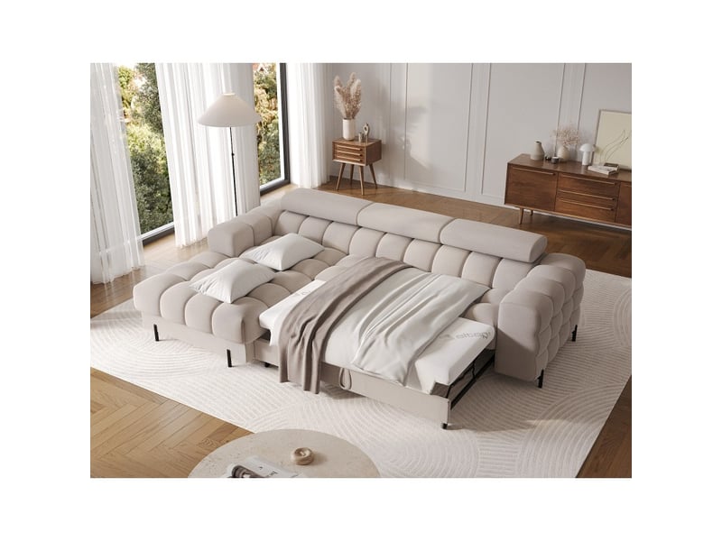  Canapé d'angle gauche convertible beige confort premium 285x99x181cm filtro  - Conforama B