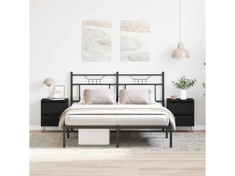 Table de chevet avec tiroir 2 pièces chêne noir 40 x 35 x 50 cm - Conforama B