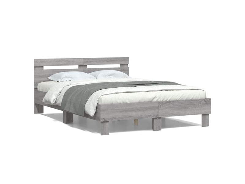  Lit double- lit adulte -  cadre de lit sans matelas sonoma gris 135x190 cm  - Conforama A